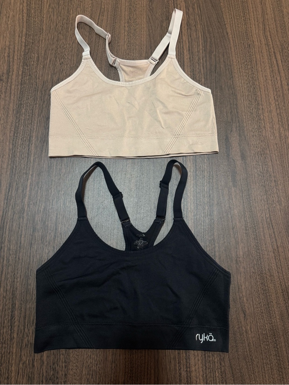 2-Pack Ryka Racerback Sports Bra Black/Beige Size M